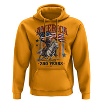 250 Years Since 1776 Cowboy on Horseback Hoodie Vintage Patriotic Western Style American Flag Semiquincentennial