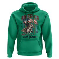 250 Years Since 1776 Cowboy on Horseback Hoodie Vintage Patriotic Western Style American Flag Semiquincentennial