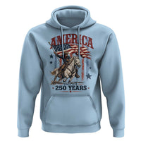 250 Years Since 1776 Cowboy on Horseback Hoodie Vintage Patriotic Western Style American Flag Semiquincentennial