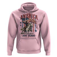 250 Years Since 1776 Cowboy on Horseback Hoodie Vintage Patriotic Western Style American Flag Semiquincentennial