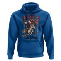 250 Years Since 1776 Cowboy on Horseback Hoodie Vintage Patriotic Western Style American Flag Semiquincentennial