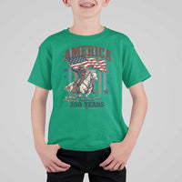 250 Years Since 1776 Cowboy on Horseback T Shirt For Kid Vintage Patriotic Western Style American Flag Semiquincentennial