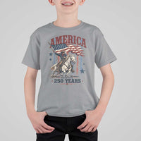 250 Years Since 1776 Cowboy on Horseback T Shirt For Kid Vintage Patriotic Western Style American Flag Semiquincentennial