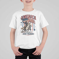 250 Years Since 1776 Cowboy on Horseback T Shirt For Kid Vintage Patriotic Western Style American Flag Semiquincentennial