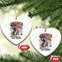 250 Years Since 1776 Cowboy on Horseback Ceramic Ornament Vintage Patriotic Western Style American Flag Semiquincentennial
