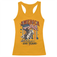 250 Years Since 1776 Cowboy on Horseback Racerback Tank Top Vintage Patriotic Western Style American Flag Semiquincentennial
