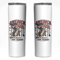 250 Years Since 1776 Cowboy on Horseback Skinny Tumbler Vintage Patriotic Western Style American Flag Semiquincentennial