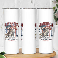 250 Years Since 1776 Cowboy on Horseback Skinny Tumbler Vintage Patriotic Western Style American Flag Semiquincentennial