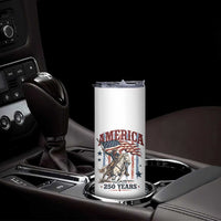 250 Years Since 1776 Cowboy on Horseback Skinny Tumbler Vintage Patriotic Western Style American Flag Semiquincentennial