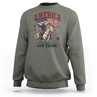 250 Years Since 1776 Cowboy on Horseback Sweatshirt Vintage Patriotic Western Style American Flag Semiquincentennial