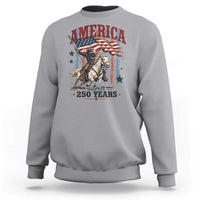 250 Years Since 1776 Cowboy on Horseback Sweatshirt Vintage Patriotic Western Style American Flag Semiquincentennial