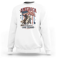 250 Years Since 1776 Cowboy on Horseback Sweatshirt Vintage Patriotic Western Style American Flag Semiquincentennial