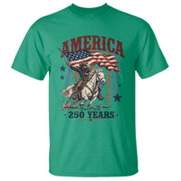 250 Years Since 1776 Cowboy on Horseback T Shirt Vintage Patriotic Western Style American Flag Semiquincentennial