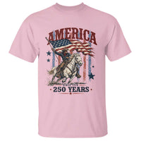 250 Years Since 1776 Cowboy on Horseback T Shirt Vintage Patriotic Western Style American Flag Semiquincentennial