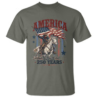 250 Years Since 1776 Cowboy on Horseback T Shirt Vintage Patriotic Western Style American Flag Semiquincentennial