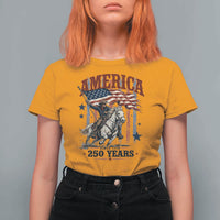 250 Years Since 1776 Cowboy on Horseback T Shirt For Women Vintage Patriotic Western Style American Flag Semiquincentennial