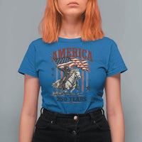 250 Years Since 1776 Cowboy on Horseback T Shirt For Women Vintage Patriotic Western Style American Flag Semiquincentennial