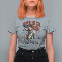 250 Years Since 1776 Cowboy on Horseback T Shirt For Women Vintage Patriotic Western Style American Flag Semiquincentennial