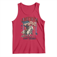 250 Years Since 1776 Cowboy on Horseback Tank Top Vintage Patriotic Western Style American Flag Semiquincentennial