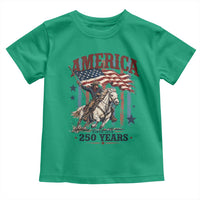 250 Years Since 1776 Cowboy on Horseback Toddler T Shirt Vintage Patriotic Western Style American Flag Semiquincentennial