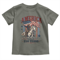 250 Years Since 1776 Cowboy on Horseback Toddler T Shirt Vintage Patriotic Western Style American Flag Semiquincentennial