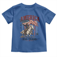 250 Years Since 1776 Cowboy on Horseback Toddler T Shirt Vintage Patriotic Western Style American Flag Semiquincentennial