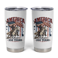 250 Years Since 1776 Cowboy on Horseback Tumbler Cup Vintage Patriotic Western Style American Flag Semiquincentennial