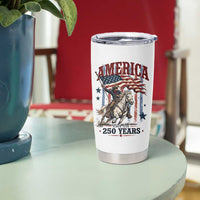 250 Years Since 1776 Cowboy on Horseback Tumbler Cup Vintage Patriotic Western Style American Flag Semiquincentennial