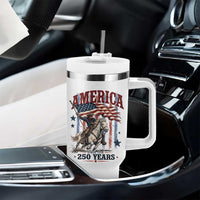 250 Years Since 1776 Cowboy on Horseback Tumbler With Handle Vintage Patriotic Western Style American Flag Semiquincentennial