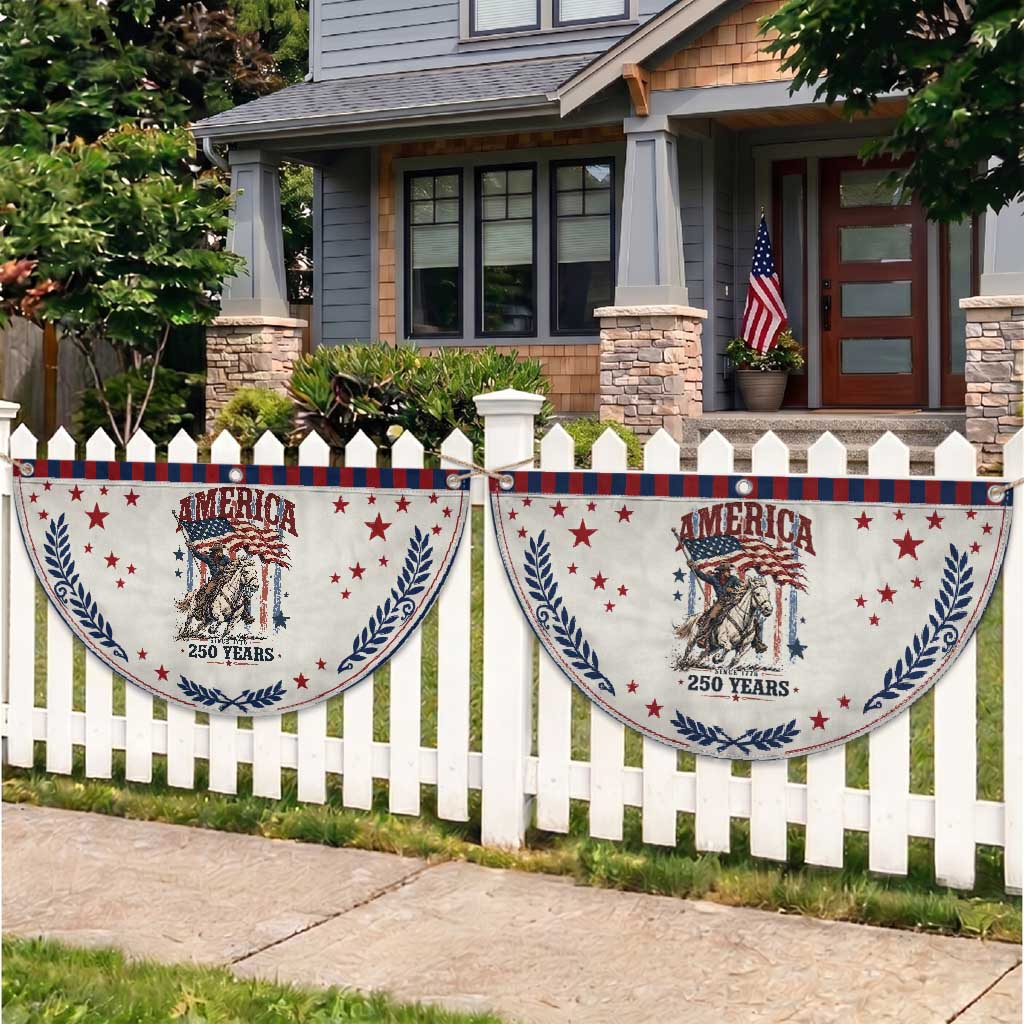 250 Years Since 1776 Cowboy on Horseback Patriotic Fan Flag Vintage Western Style American Flag Semiquincentennial