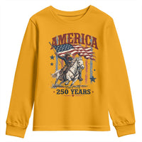250 Years Since 1776 Cowboy on Horseback Youth Sweatshirt Vintage Patriotic Western Style American Flag Semiquincentennial