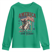 250 Years Since 1776 Cowboy on Horseback Youth Sweatshirt Vintage Patriotic Western Style American Flag Semiquincentennial