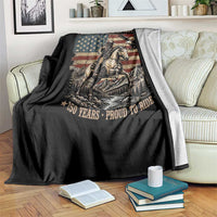 Vintage Cowboy and Soaring Eagle Freedom Ranch 1776 to 2026 Throw Blanket Proud to Ride American Flag 250th Anniversary