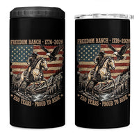 Vintage Cowboy and Soaring Eagle Freedom Ranch 1776 to 2026 4 in 1 Can Cooler Tumbler Proud to Ride American Flag 250th Anniversary