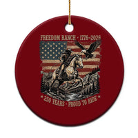 Vintage Cowboy and Soaring Eagle Freedom Ranch 1776 to 2026 Ceramic Ornament Proud to Ride American Flag 250th Anniversary