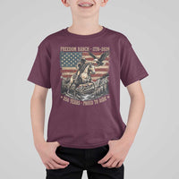 Vintage Cowboy and Soaring Eagle Freedom Ranch 1776 to 2026 T Shirt For Kid Proud to Ride American Flag 250th Anniversary