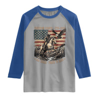 Vintage Cowboy and Soaring Eagle Freedom Ranch 1776 to 2026 Raglan Shirt Proud to Ride American Flag 250th Anniversary