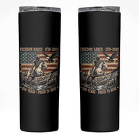 Vintage Cowboy and Soaring Eagle Freedom Ranch 1776 to 2026 Skinny Tumbler Proud to Ride American Flag 250th Anniversary