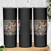 Vintage Cowboy and Soaring Eagle Freedom Ranch 1776 to 2026 Skinny Tumbler Proud to Ride American Flag 250th Anniversary