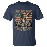 Vintage Cowboy and Soaring Eagle Freedom Ranch 1776 to 2026 T Shirt Proud to Ride American Flag 250th Anniversary