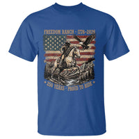 Vintage Cowboy and Soaring Eagle Freedom Ranch 1776 to 2026 T Shirt Proud to Ride American Flag 250th Anniversary