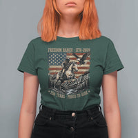 Vintage Cowboy and Soaring Eagle Freedom Ranch 1776 to 2026 T Shirt For Women Proud to Ride American Flag 250th Anniversary
