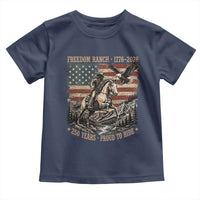 Vintage Cowboy and Soaring Eagle Freedom Ranch 1776 to 2026 Toddler T Shirt Proud to Ride American Flag 250th Anniversary