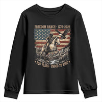 Vintage Cowboy and Soaring Eagle Freedom Ranch 1776 to 2026 Youth Sweatshirt Proud to Ride American Flag 250th Anniversary