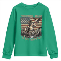 Vintage Cowboy and Soaring Eagle Freedom Ranch 1776 to 2026 Youth Sweatshirt Proud to Ride American Flag 250th Anniversary