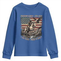 Vintage Cowboy and Soaring Eagle Freedom Ranch 1776 to 2026 Youth Sweatshirt Proud to Ride American Flag 250th Anniversary