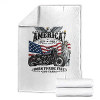 America Born to Ride Free 250 Years Biker Throw Blanket American Flag Chopper Motorcycle Statue of Liberty 1776 to 2026 Semiquincentennial