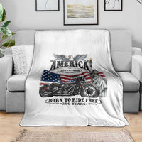America Born to Ride Free 250 Years Biker Throw Blanket American Flag Chopper Motorcycle Statue of Liberty 1776 to 2026 Semiquincentennial