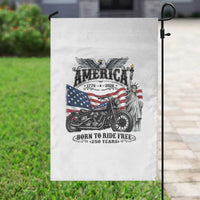 America Born to Ride Free 250 Years Biker Garden Flag American Flag Chopper Motorcycle Statue of Liberty 1776 to 2026 Semiquincentennial
