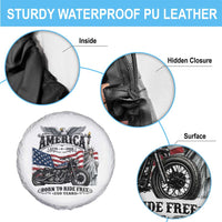 America Born to Ride Free 250 Years Biker Spare Tire Cover American Flag Chopper Motorcycle Statue of Liberty 1776 to 2026 Semiquincentennial